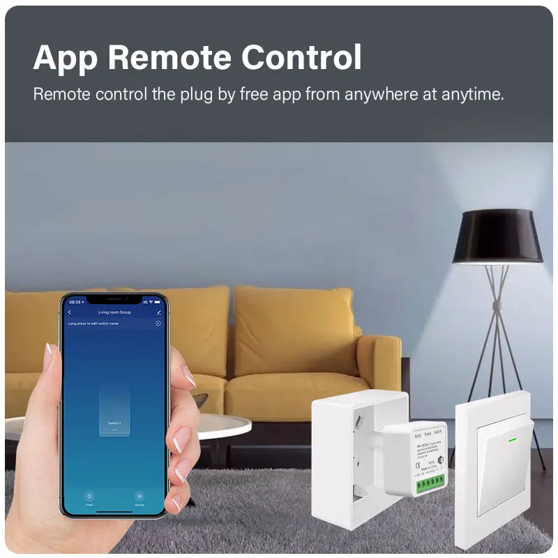 AUBESS 16A Tuya WiFi Mini DIY Smart Switch 2 Way Control Smart Home Automation Module Via Alexa Google Home Alice Smart Life App